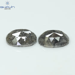 4.10 CT/ 2 PCS Oval Shape Natural Diamond Salt And Papper Color I3 Clarity (9.29 MM)