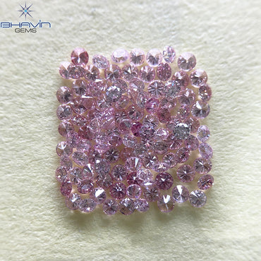 0.71 CT(108 Pcs) Round Natural Diamond Pink Color VS-SI Clarity