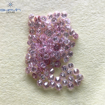 0.71 CT(108 Pcs) Round Natural Diamond Pink Color VS-SI Clarity