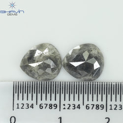 2.78 CT /2 ピース ペアシェイプ ナチュラル ダイヤモンド ソルト アンド パッパー カラー I3 クラリティ (2.78 MM)