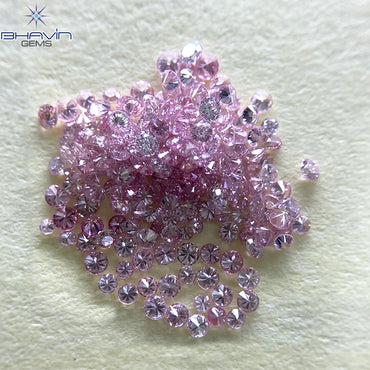 0.77 CT(211 Pcs) Round Natural Diamond Pink Color VS-SI Clarity