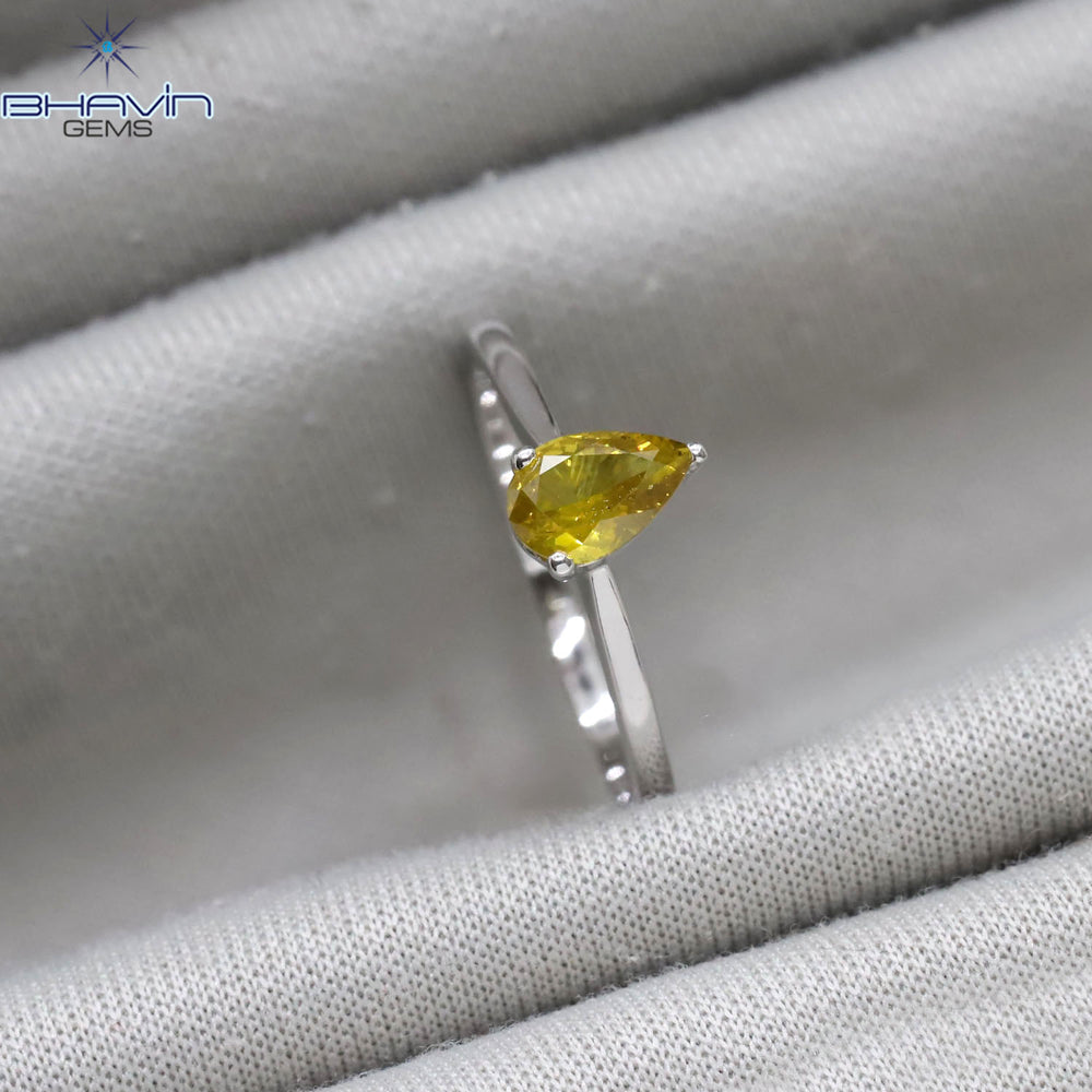 Pear Diamond Natural Diamond Ring Yellow Color Gold Ring Engagement Ring