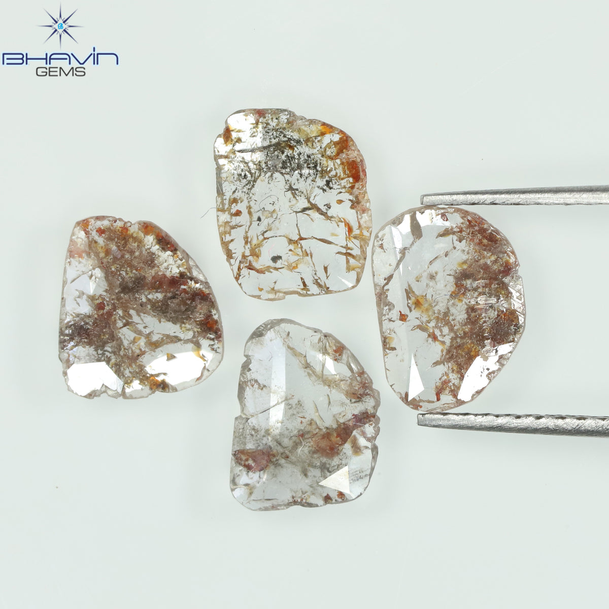 3.57 CT/5 ピース スライス シェイプ ナチュラル ルース ダイヤモンド ブラウン カラー I3 クラリティ (11.59 MM)