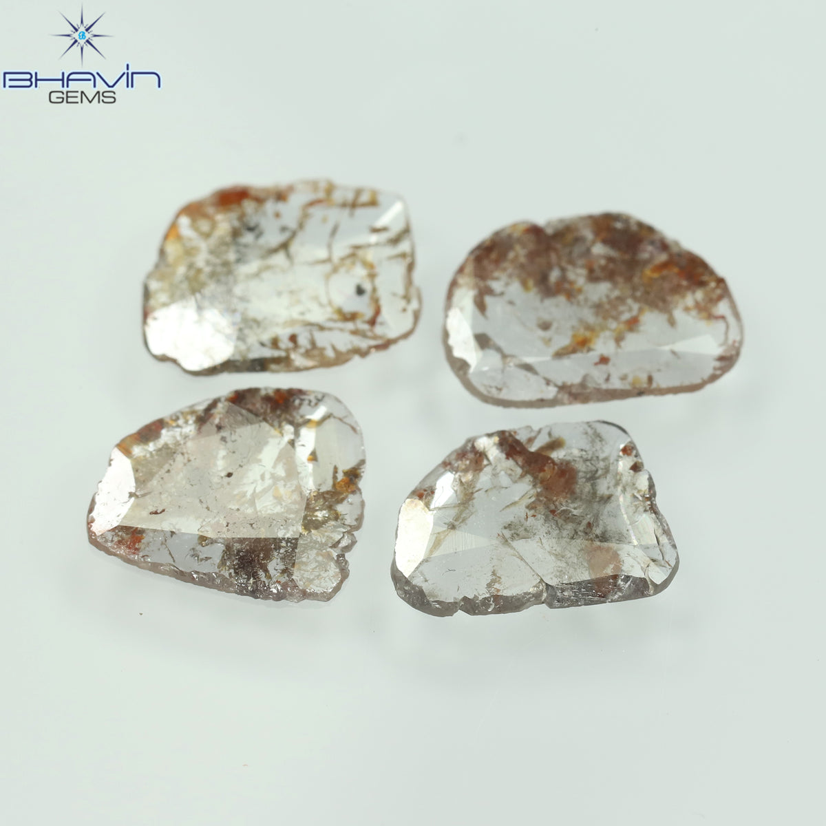 3.57 CT/5 ピース スライス シェイプ ナチュラル ルース ダイヤモンド ブラウン カラー I3 クラリティ (11.59 MM)