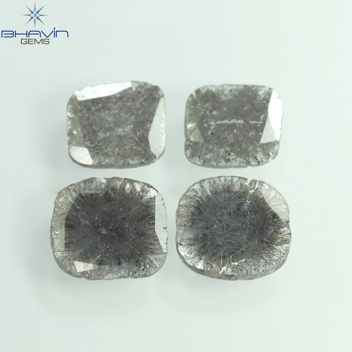 2.51 CT/4 Pcs Natural Slice Diamond Salt and Pepper Color Clarity I3 (8.42 MM)