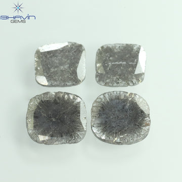 2.51 CT/4 Pcs Natural Slice Diamond Salt and Pepper Color Clarity I3 (8.42 MM)