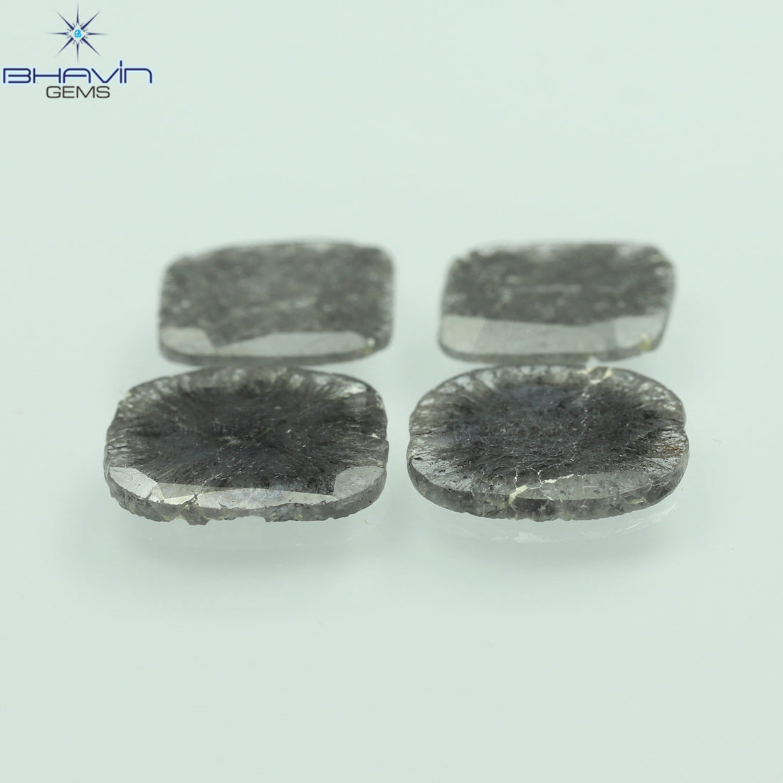 2.30 CT/3 ピース スライス形状 天然ダイヤモンド ソルト アンド ペッパー カラー I3 クラリティ (10.70 MM)