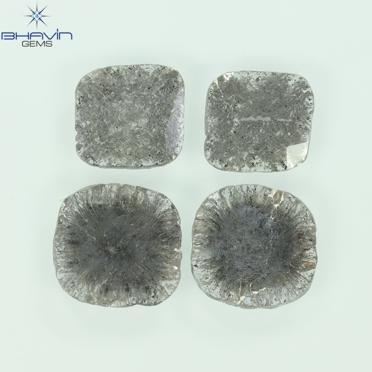 2.51 CT/4 Pcs Natural Slice Diamond Salt and Pepper Color Clarity I3 (8.42 MM)
