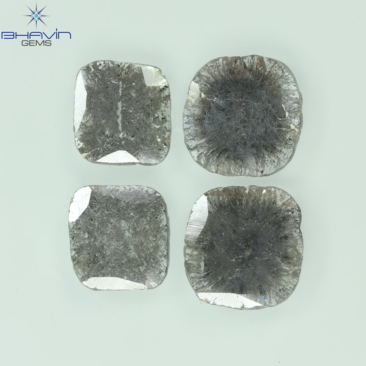 2.51 CT/4 Pcs Natural Slice Diamond Salt and Pepper Color Clarity I3 (8.42 MM)