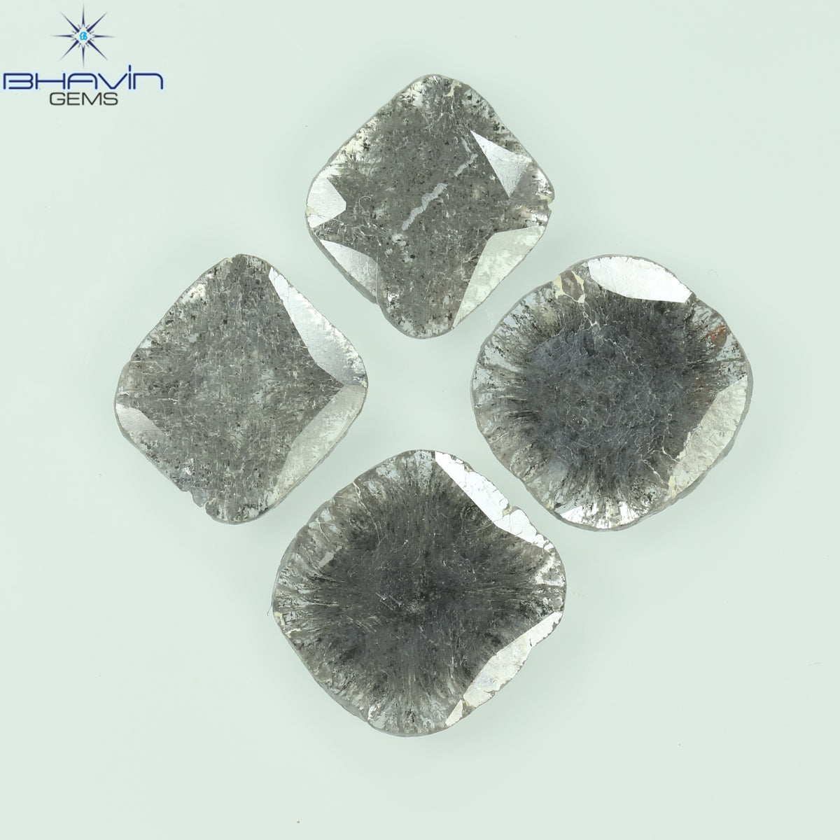 2.51 CT/4 Pcs Natural Slice Diamond Salt and Pepper Color Clarity I3 (8.42 MM)
