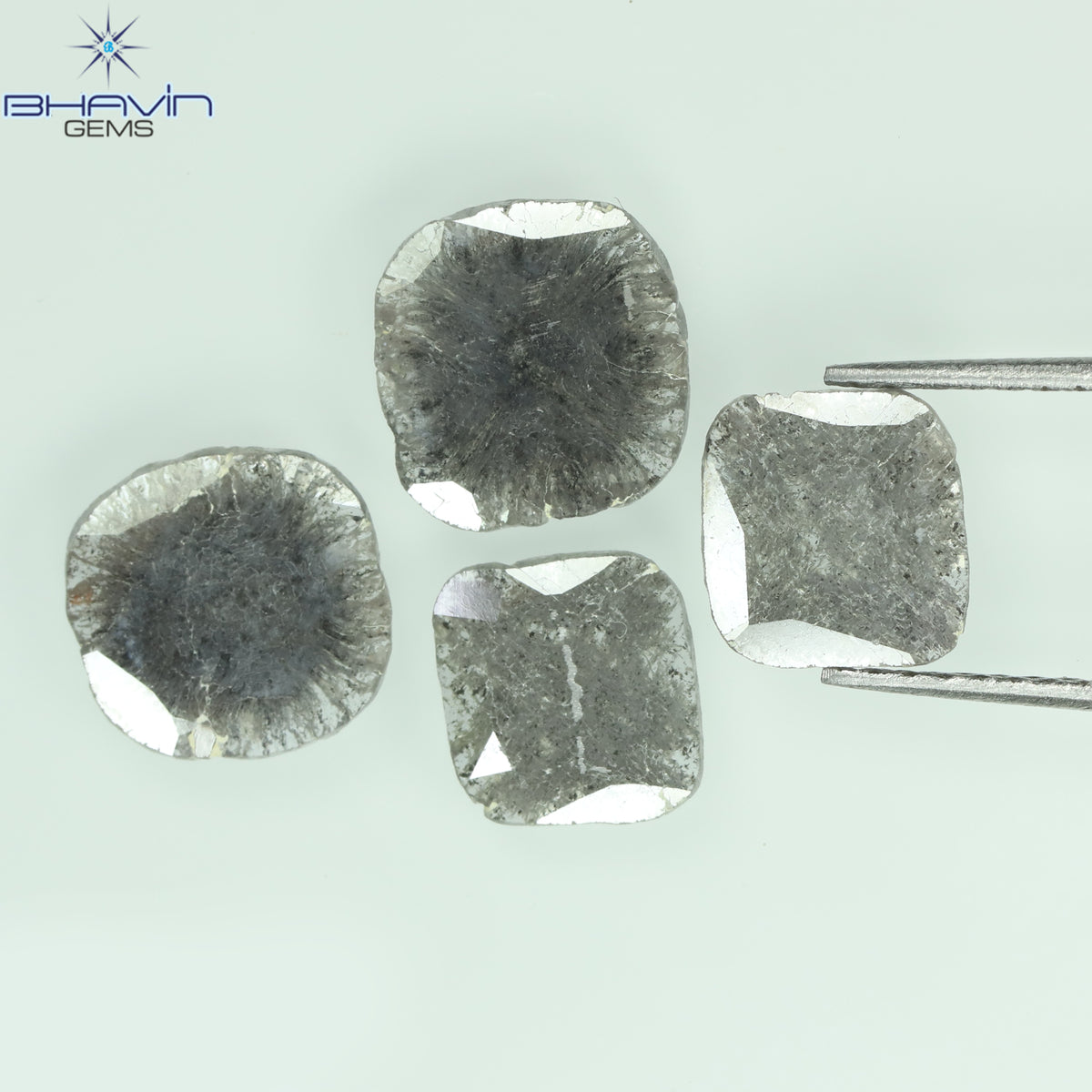 2.51 CT/4 Pcs Natural Slice Diamond Salt and Pepper Color Clarity I3 (8.42 MM)