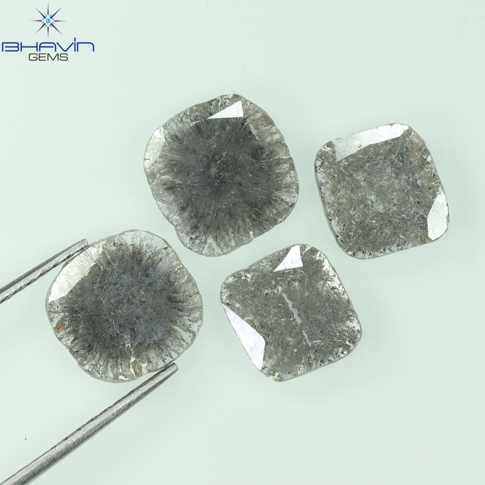 2.51 CT/4 PCS Slice Shape Natural Diamond Salt And Pepper Color I3 Clarity (8.42 MM)