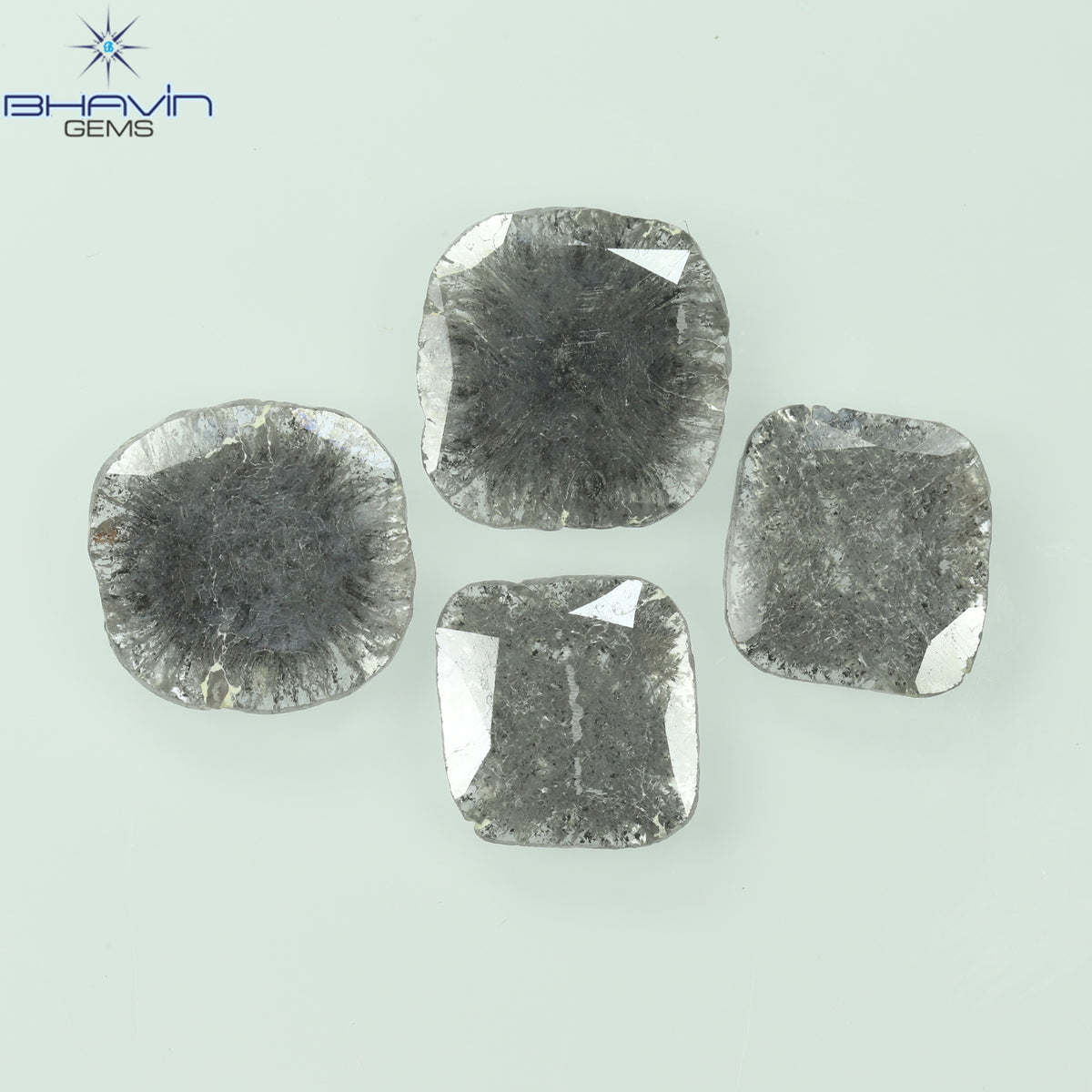2.51 CT/4 Pcs Natural Slice Diamond Salt and Pepper Color Clarity I3 (8.42 MM)