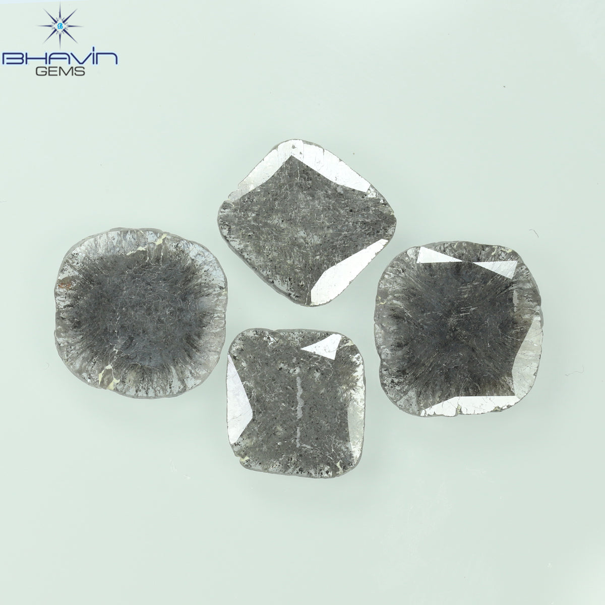 2.51 CT/4 Pcs Natural Slice Diamond Salt and Pepper Color Clarity I3 (8.42 MM)