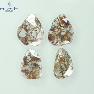 3.57 CT/5 ピース スライス シェイプ ナチュラル ルース ダイヤモンド ブラウン カラー I3 クラリティ (11.59 MM)
