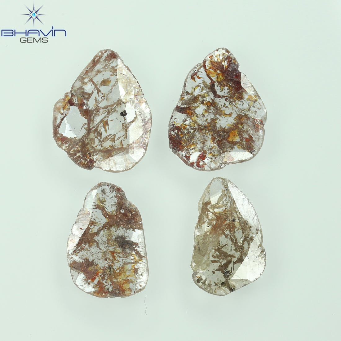 1.72 CT/4 Pcs Natural Slice Diamond Brown Color Clarity I3 (9.17 MM)
