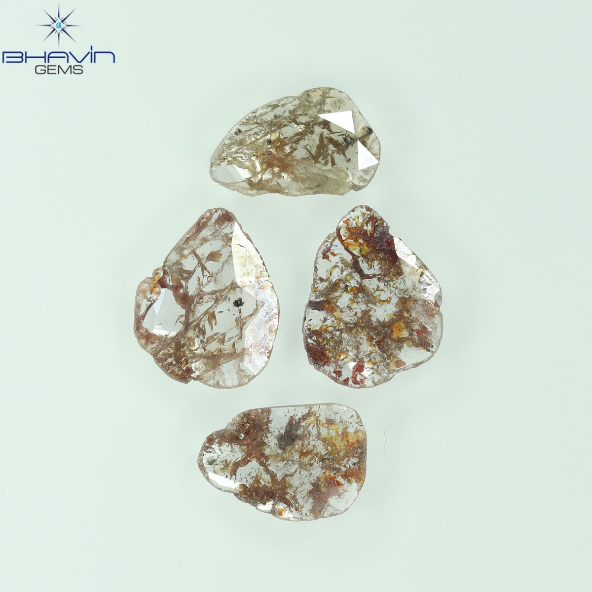 3.57 CT/5 ピース スライス シェイプ ナチュラル ルース ダイヤモンド ブラウン カラー I3 クラリティ (11.59 MM)