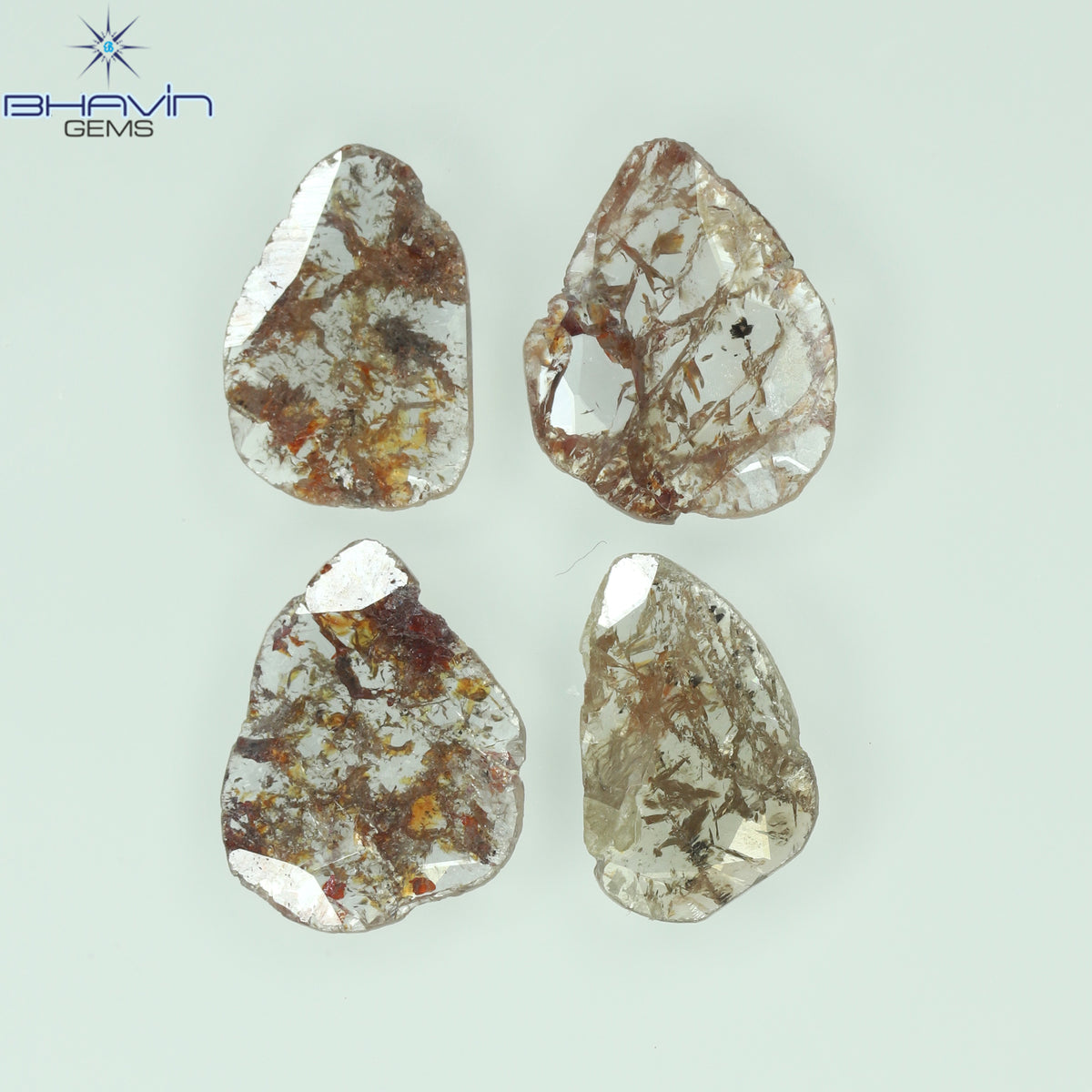 3.57 CT/5 ピース スライス シェイプ ナチュラル ルース ダイヤモンド ブラウン カラー I3 クラリティ (11.59 MM)