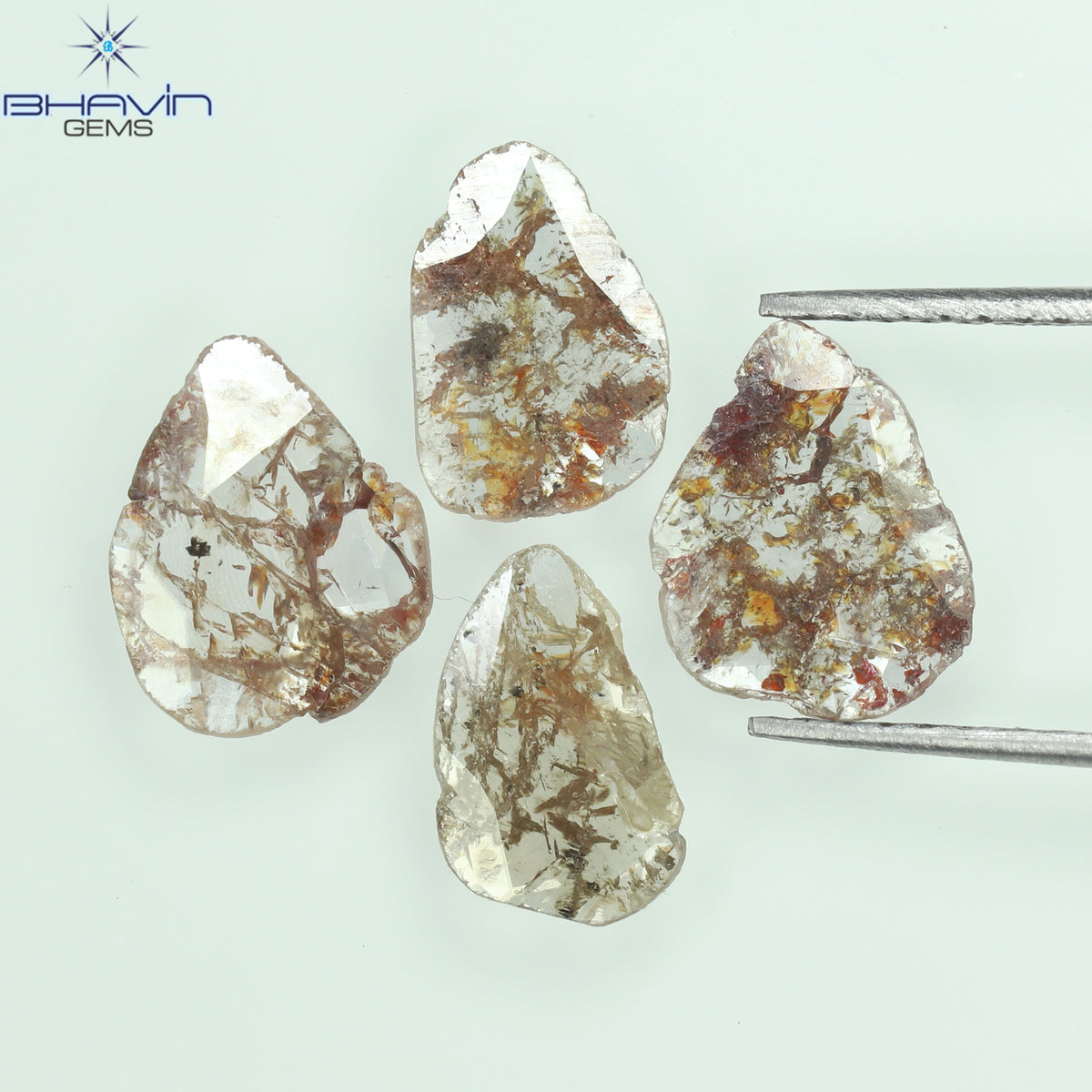 3.57 CT/5 ピース スライス シェイプ ナチュラル ルース ダイヤモンド ブラウン カラー I3 クラリティ (11.59 MM)