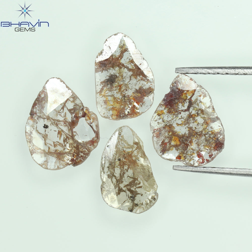 1.72 CT/4 Pcs Slice Shape Natural Loose Diamond Brown Color I3 Clarity (9.17 MM)