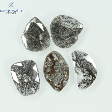 3.10 CT/5 Pcs Natural Mix Slice Diamond Salt and Pepper Color Clarity I3 (10.62 MM)