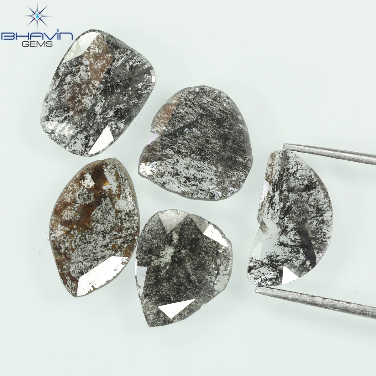 3.10 CT/5 Pcs Natural Mix Slice Diamond Salt and Pepper Color Clarity I3 (10.62 MM)