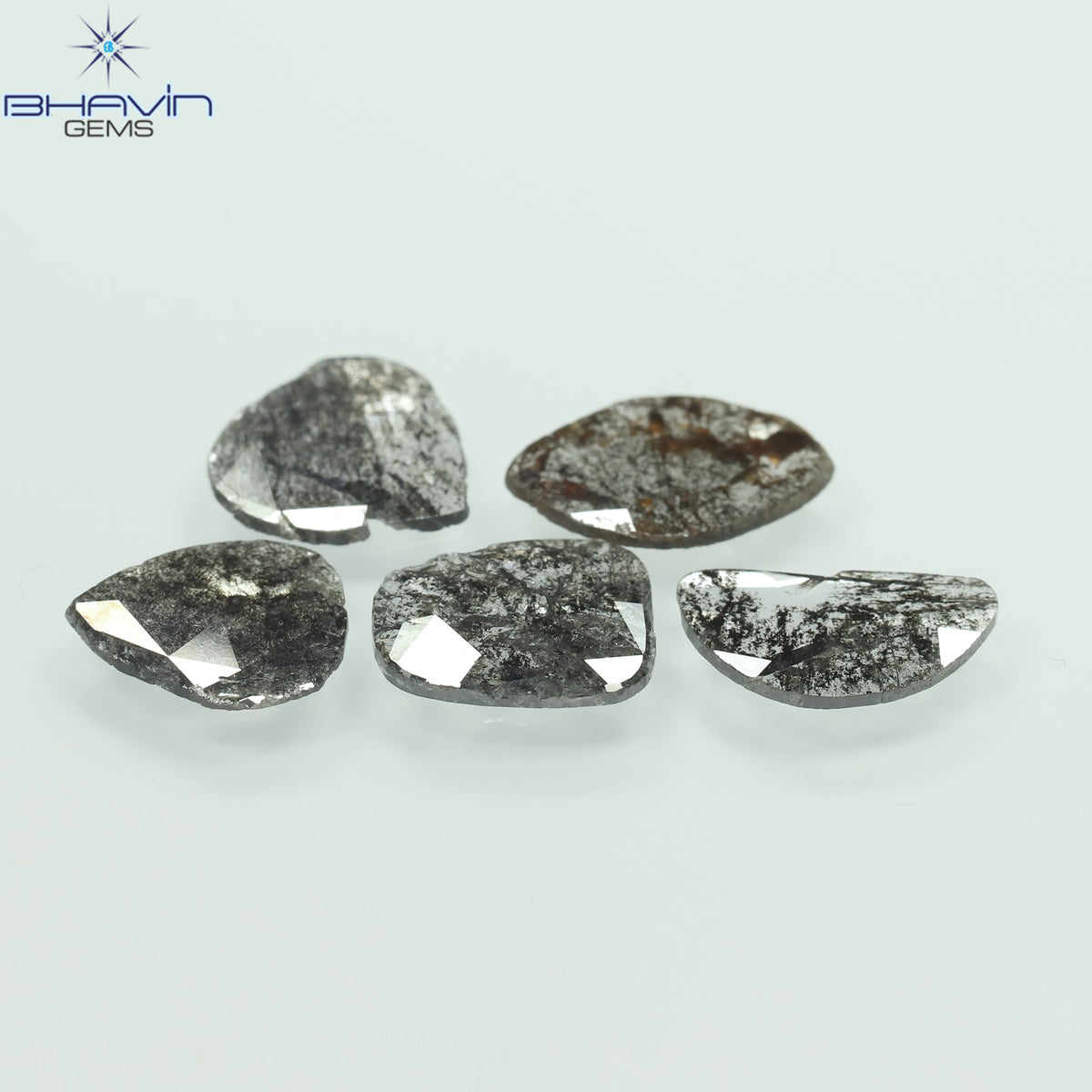 3.10 CT/5 Pcs Natural Mix Slice Diamond Salt and Pepper Color Clarity I3 (10.62 MM)