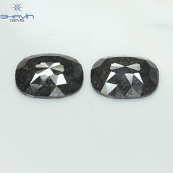 3.74 CT/ 2 PCS Oval Shape Natural Diamond Brown (Salt And Papper) Color I3 Clarity (9.99 MM)