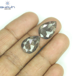 5.78 CT(2 Pcs) Pear Shape Natural Salt and pepper Color I3 Clarity (15.30 MM)