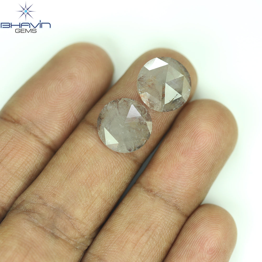 0.18 CT ラウンド ローズ カット シェイプ 天然ダイヤモンド ピンク色 I2 クラリティ (3.86 MM)