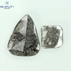 1.45 CT/2 Pcs Slice Shape Natural Diamond Salt And Pepper Color I3 Clarity (9.51 MM)