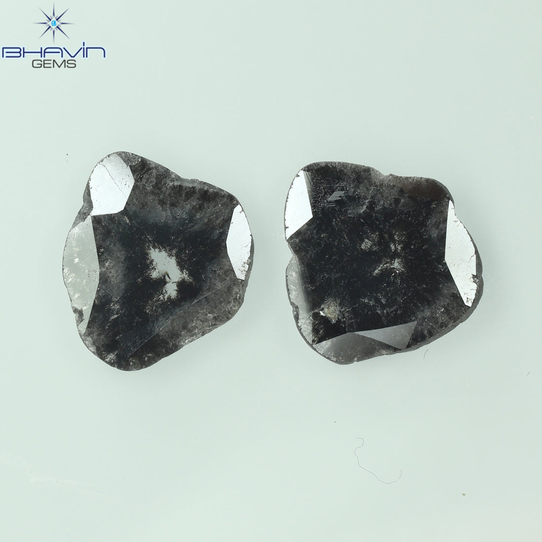 1.47 CT/2 個ミックス シェイプ ナチュラル ダイヤモンド ソルト アンド ペッパー カラー I3 クラリティ (12.40 MM)