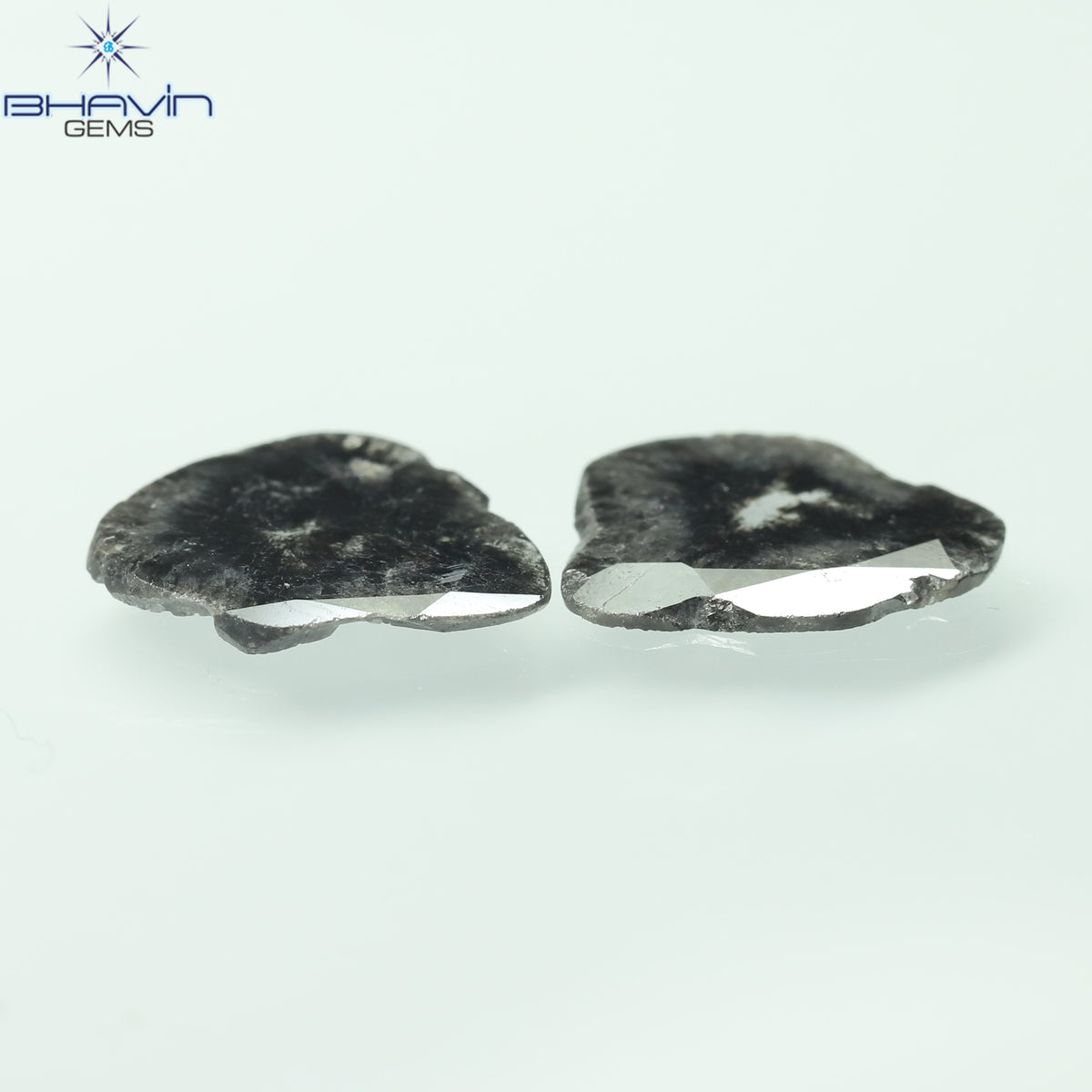 2.34 CT/2 Pcs Natural Slice Diamond Salt and Pepper Color Clarity I3 (11.86 MM)