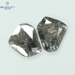 1.78 CT/2 Pcs Slice Shape Natural Diamond  Salt And Pepper Color I3 Clarity (11.13 MM)