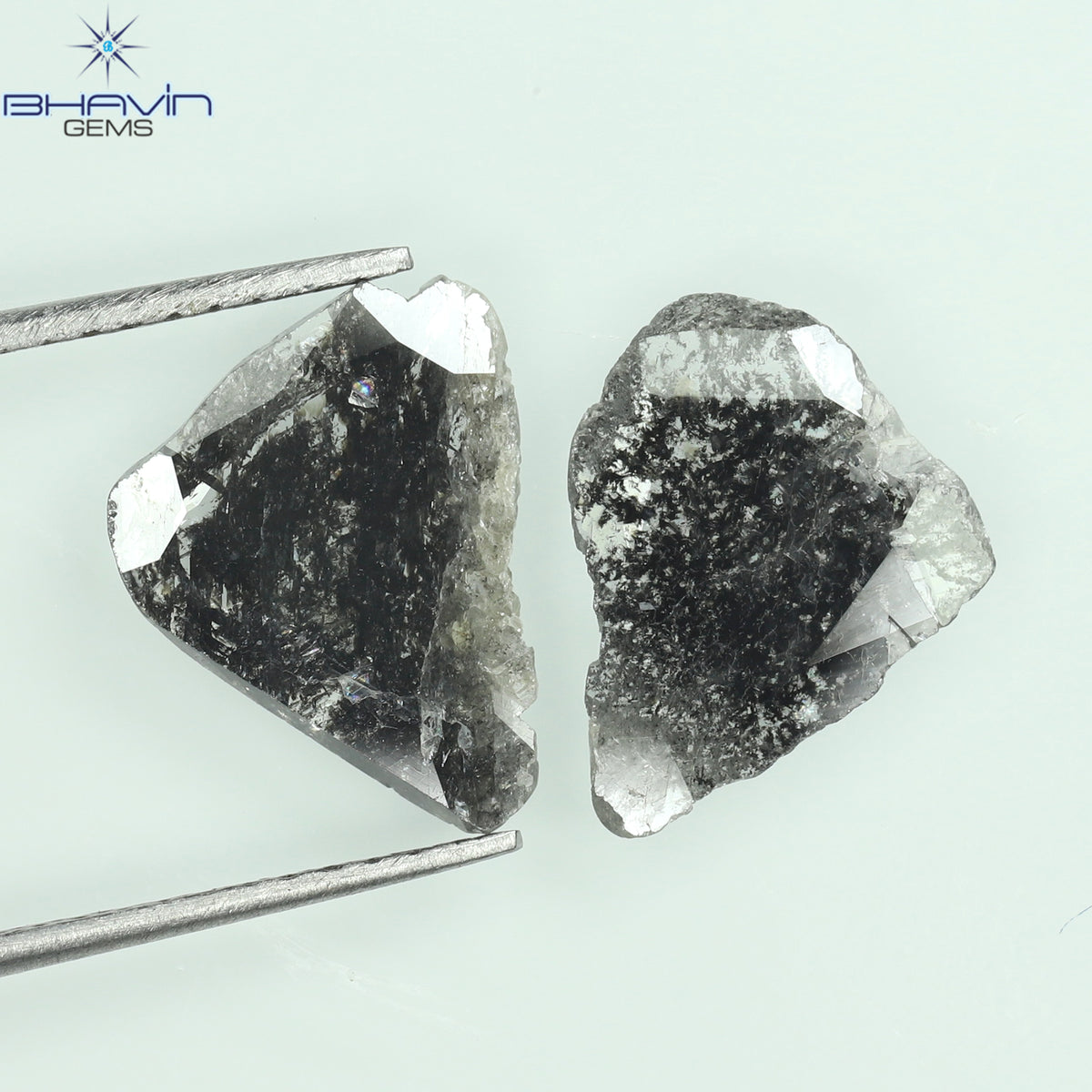 1.47 CT/2 個ミックス シェイプ ナチュラル ダイヤモンド ソルト アンド ペッパー カラー I3 クラリティ (12.40 MM)
