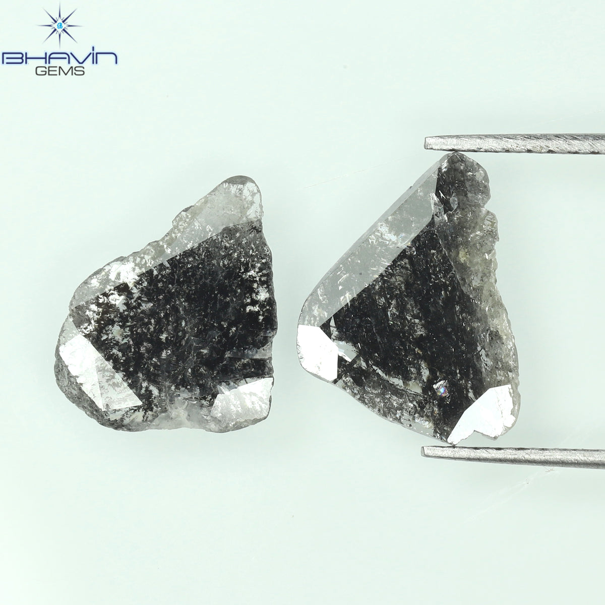 1.47 CT/2 個ミックス シェイプ ナチュラル ダイヤモンド ソルト アンド ペッパー カラー I3 クラリティ (12.40 MM)