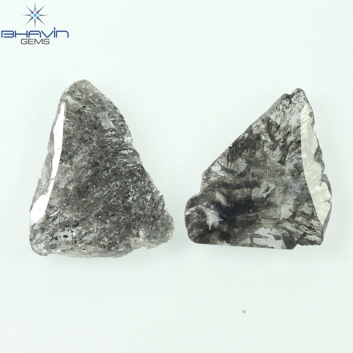 1.47 CT/2 個ミックス シェイプ ナチュラル ダイヤモンド ソルト アンド ペッパー カラー I3 クラリティ (12.40 MM)