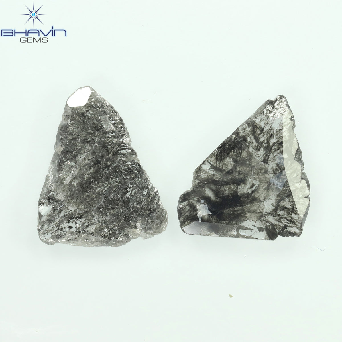 1.47 CT/2 個ミックス シェイプ ナチュラル ダイヤモンド ソルト アンド ペッパー カラー I3 クラリティ (12.40 MM)