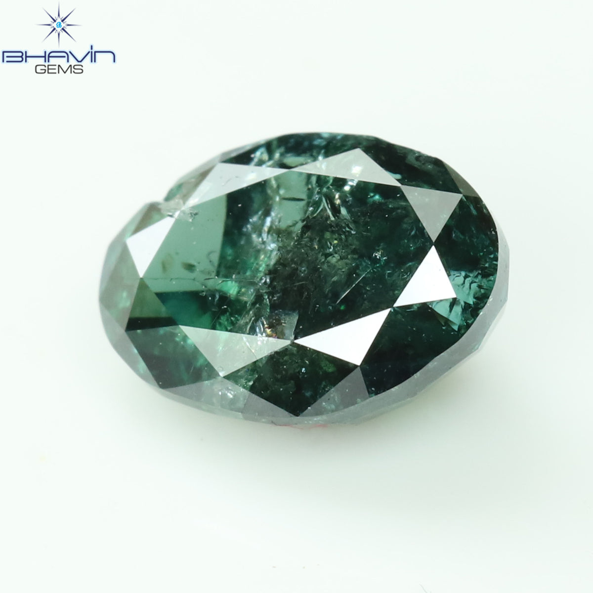 0.82 CT Natural Oval Diamond Enhanced Greenish Blue Color Clarity I3 (6.31 MM)