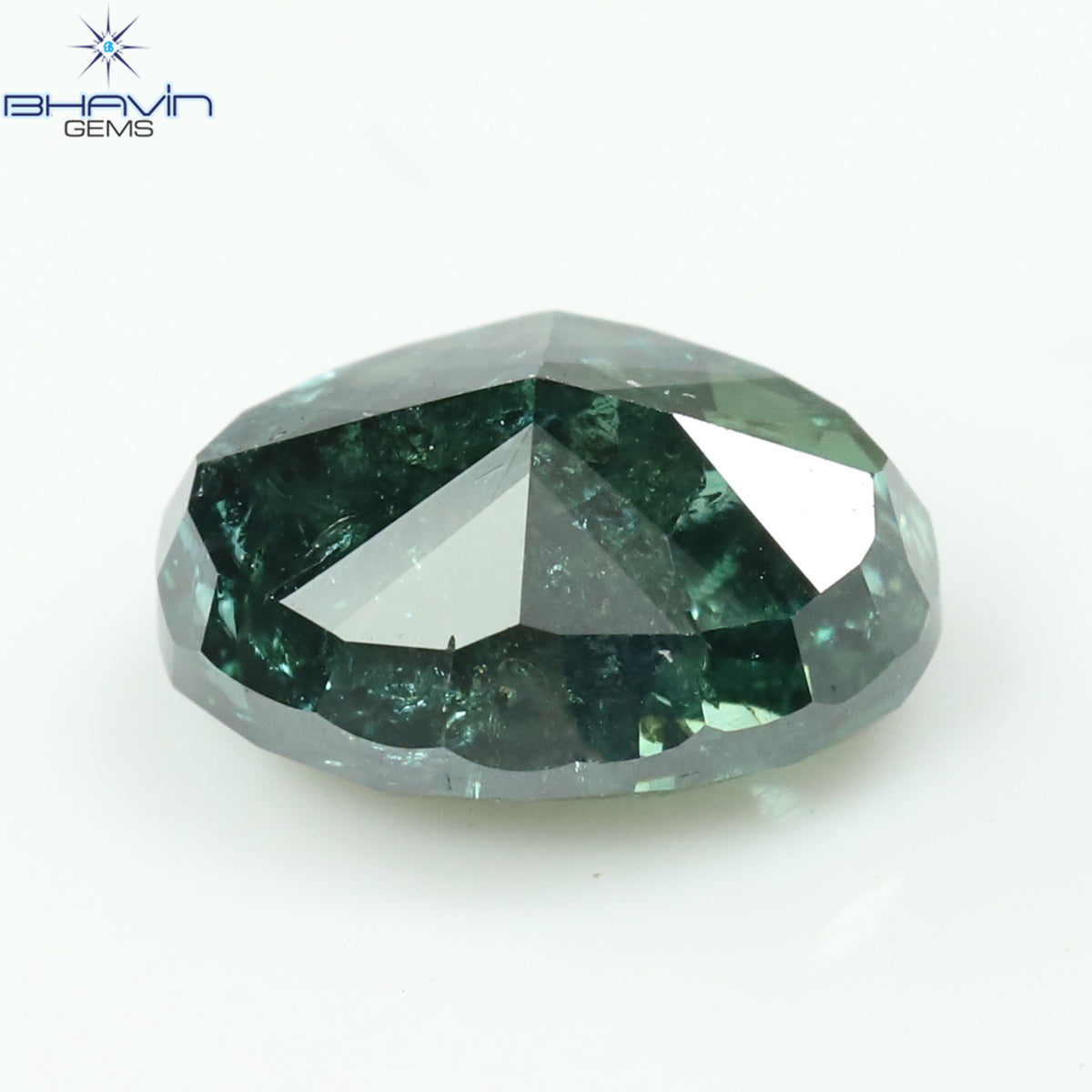 0.82 CT Natural Oval Diamond Enhanced Greenish Blue Color Clarity I3 (6.31 MM)