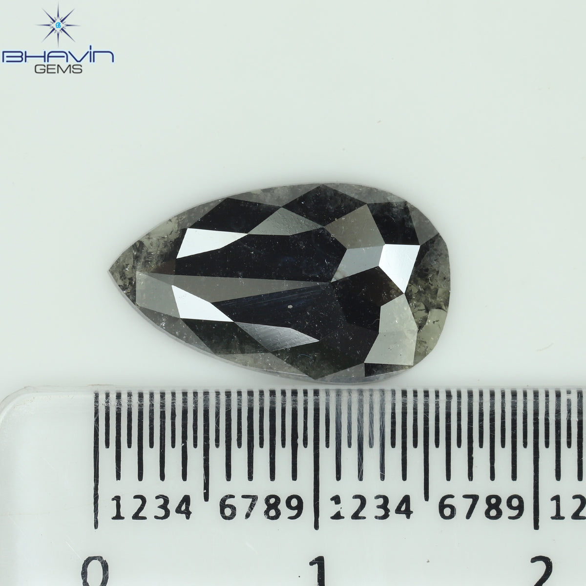0.41 CT ペアシェイプ ナチュラル ダイヤモンド ソルト アンド ペッパー カラー I3 クラリティ (5.72 MM)