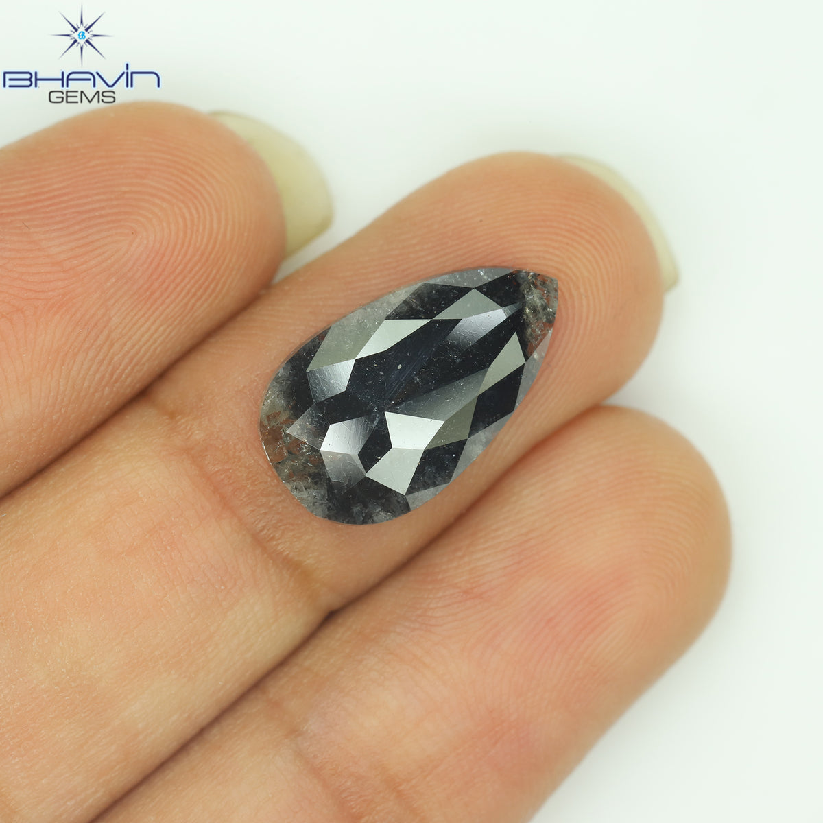 0.41 CT ペアシェイプ ナチュラル ダイヤモンド ソルト アンド ペッパー カラー I3 クラリティ (5.72 MM)