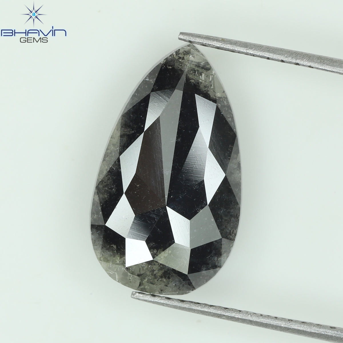 0.41 CT ペアシェイプ ナチュラル ダイヤモンド ソルト アンド ペッパー カラー I3 クラリティ (5.72 MM)