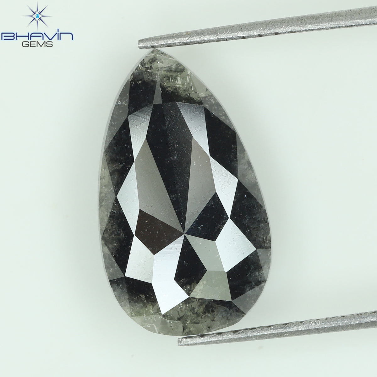 0.41 CT ペアシェイプ ナチュラル ダイヤモンド ソルト アンド ペッパー カラー I3 クラリティ (5.72 MM)