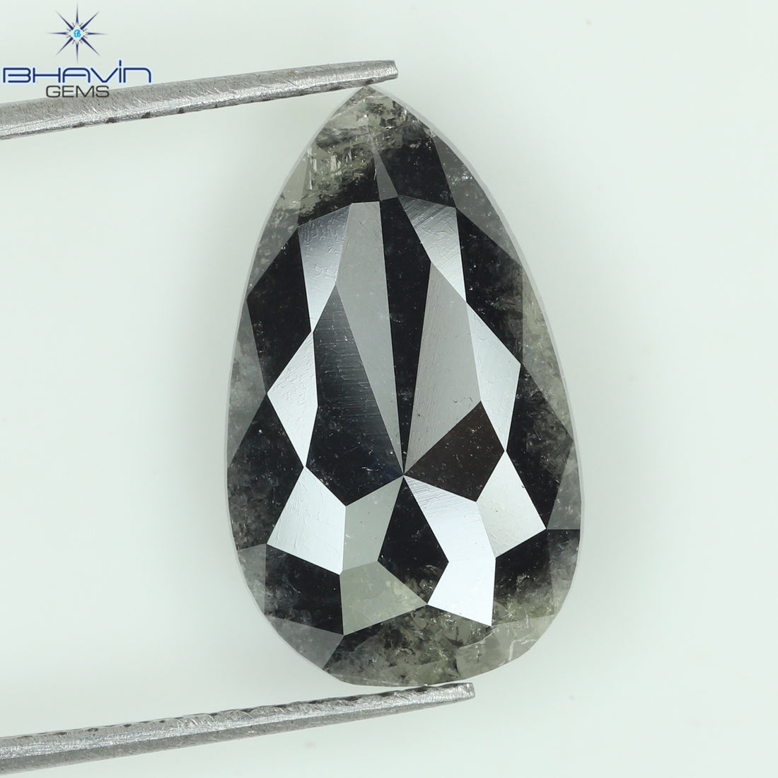 0.41 CT ペアシェイプ ナチュラル ダイヤモンド ソルト アンド ペッパー カラー I3 クラリティ (5.72 MM)