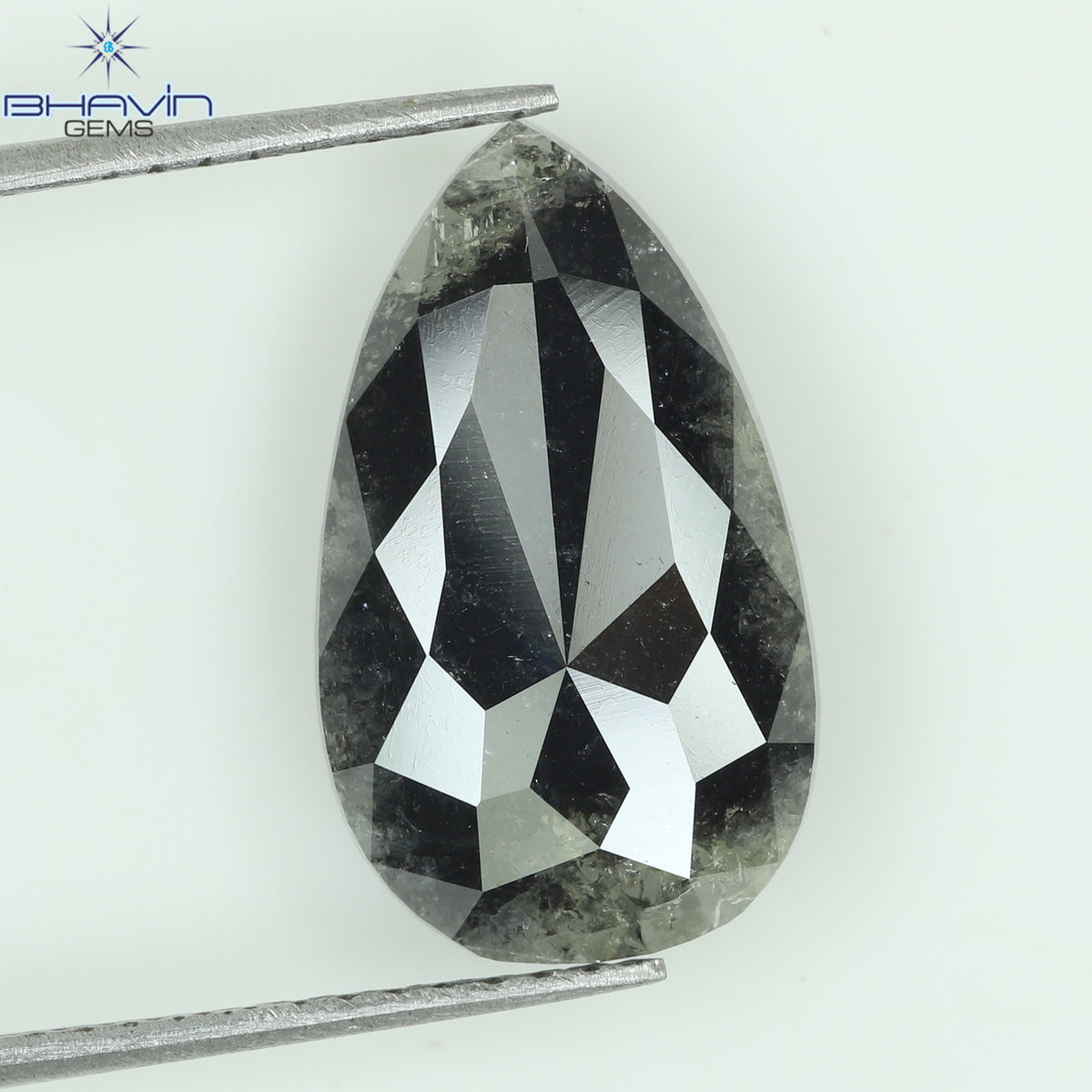 0.41 CT ペアシェイプ ナチュラル ダイヤモンド ソルト アンド ペッパー カラー I3 クラリティ (5.72 MM)