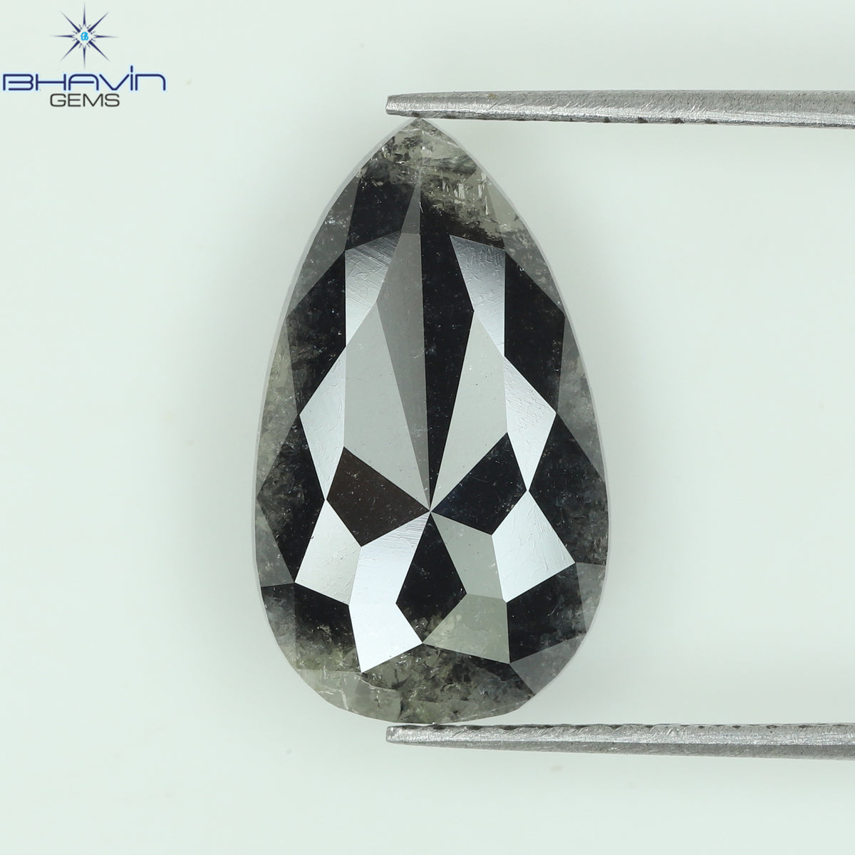 0.41 CT ペアシェイプ ナチュラル ダイヤモンド ソルト アンド ペッパー カラー I3 クラリティ (5.72 MM)