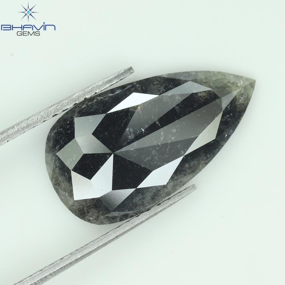 0.41 CT ペアシェイプ ナチュラル ダイヤモンド ソルト アンド ペッパー カラー I3 クラリティ (5.72 MM)