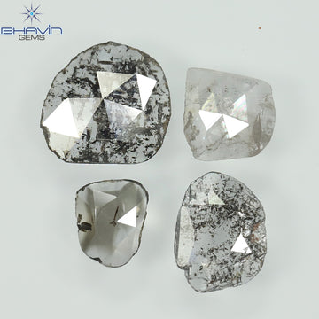 1.37 CT/4 Pcs Natural Mix Polki Diamond Salt and Pepper Color Clarity I3 (6.80 MM)