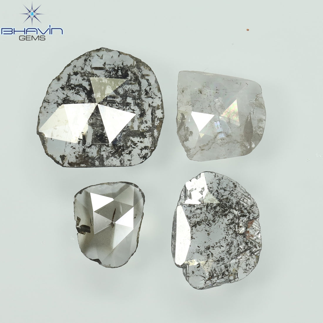 1.37 CT/4 Pcs Natural Mix Polki Diamond Salt and Pepper Color Clarity I3 (6.80 MM)